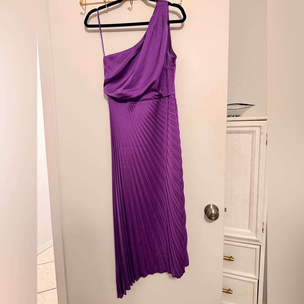 NWT Sam Edelman Vibrant Purple One-Shoulder Ruched Dress (4)
